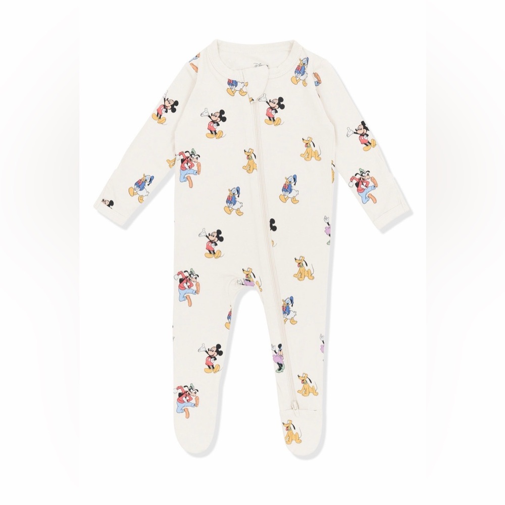 Kyte Baby Cream Mickey & Friends Footed One-Piece